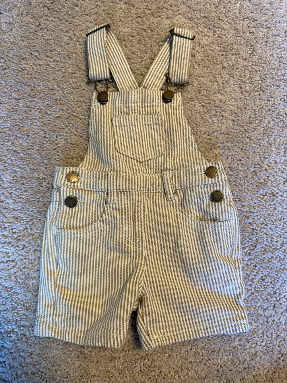 Jamie Kay Stripe Overalls Shorts - Beige/White
